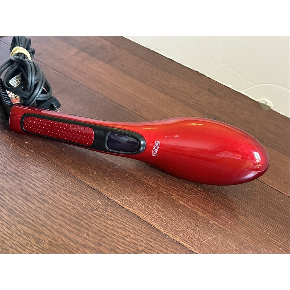 Esplee Hot & Straight Brush Red Metallic Hair Straightener 30386FEP Digital Heat